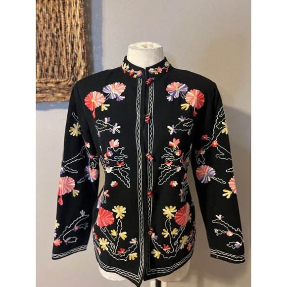 Drapers & Damons Embroidered Johnny Jacket PS Petite Small Was $250 - Picture 2 of 10